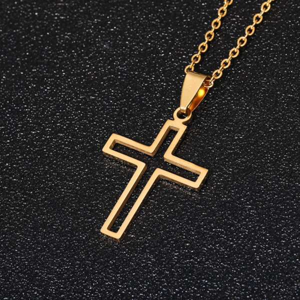 8ba202f47941a36850718d196044a648_Ha3880ef19ad14aed92105fbce573a7182_avif=close&webp=close Dreamwork Fashion Stainless Steel Cross Pendant Necklace Set Titanium Steel Lover's Necklaces Coat Chain Accessories