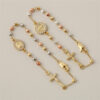 KOMI Cross Charm Bracelets Jesus Cross Saint Benedict Virgin Mary Medal Charms Ball Beaded Link Chain Bracelet for Women Jewelry