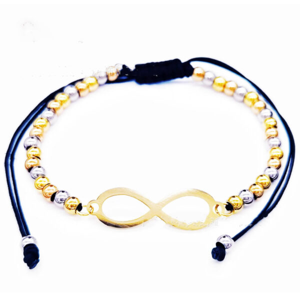 KOMI 2024 New 4mm Gold Steel Rose Three Color Beaded Hand Rope Stainless Steel Straight Bead Diy Braided Rope Bracelet