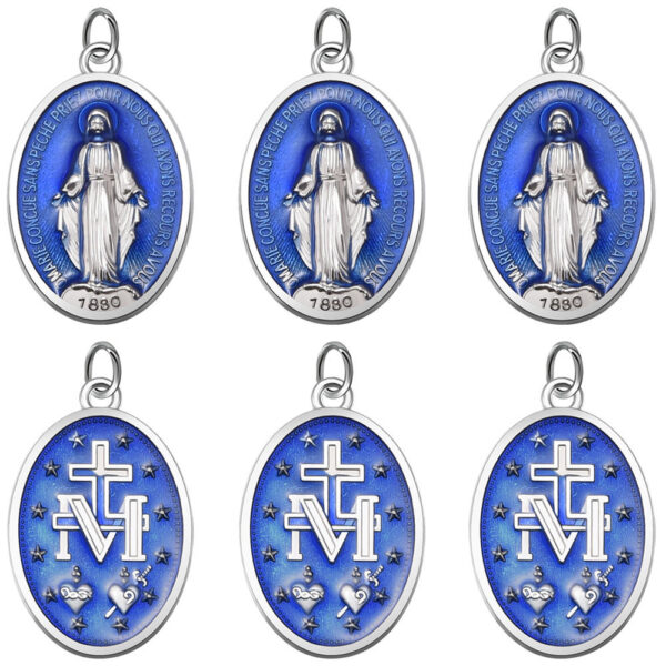 9175fb9d439b4ee8e0fcf02f902ee4c3_H67c203eed6c443d3afd38e3dd14e4636Q_avif=close&webp=close KOMI Blue Painting Religious Icon Oval Miraculous Medal Charm Pendants for Rosary Necklace Bracelet Earrings Making Accessories