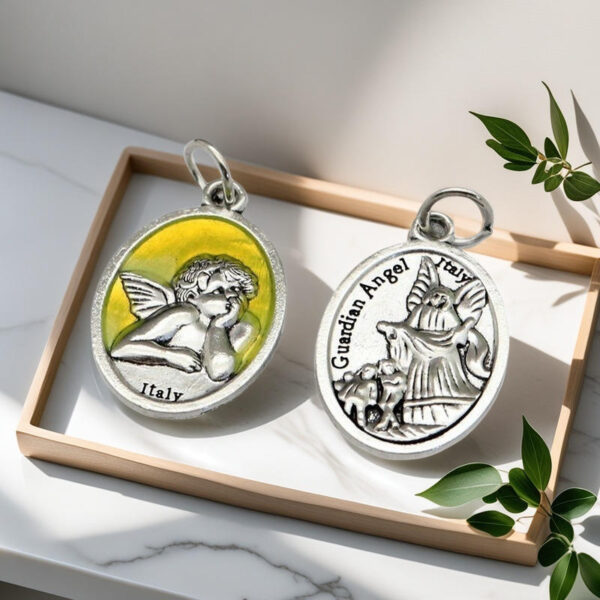 KOMI Enamel Yellow Blue Red Guardian Angels Silver Charm Pendants for Necklace Keychains Bracelet Earrings Crafts Accessories