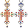 KOMI Fashion Large Rhinestone Crown Jesus Cross Pendant Necklaces Long Chain Necklaces for Women Wedding Birthday Gifts