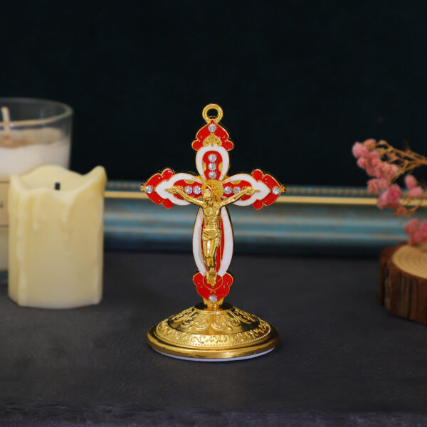 Crucifix Jesus Christ Colors Cross Statue Figurine for Car Home Chapel Decor Figurines Decoration Crafts Miniatures Ornament