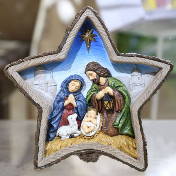 KOMI Christmas Home Decoration Gift Religious Madonna Manger Group Resin Crafts Party Baptism Garden Gift for Men Women