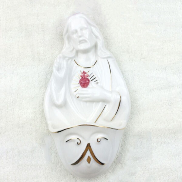 H15c161ca9441498784f7ddb0575bccaek KOMI Ceramic Heart of Jesus Figurine and Holy Family Statue for Home Decoration Craft Gift for Party Birthday Gifts