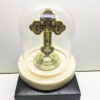H1d87f48dada84f4eada15afc96ebb747i KOMI Solid Wood Base Clear Glass Cross Jesus Dust Cover Tabletop Decoration Home Accessories