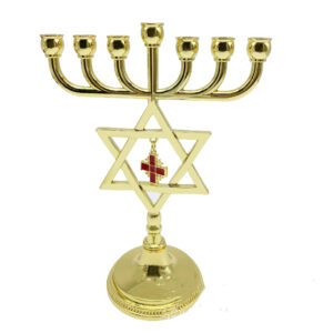 KOMI Six-pointed Star Menorah Christmas Hanukkah Menorah Accessories 7 Gold-plated Jewish Menorah