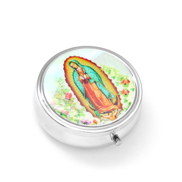 H227419dab5a1477588b21d6eb4d114eec Premium Metal Craft Silver Round Religious Virgin Mary Custom Pattern Rosary Gift Box Necklace Bracelet