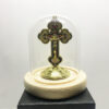 H27c9203869e445118b365f1e62dffae1K KOMI Solid Wood Base Clear Glass Cross Jesus Dust Cover Tabletop Decoration Home Accessories