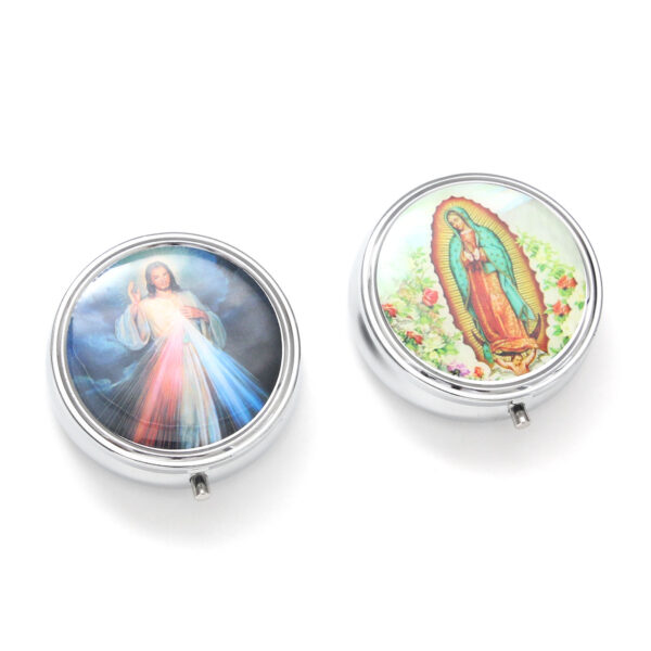 H3a5b777f123e47a887624c5f619e6039a Premium Metal Craft Silver Round Religious Virgin Mary Custom Pattern Rosary Gift Box Necklace Bracelet