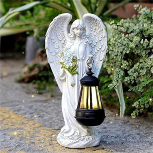 KOMI Resin Angel Home Decoration Outdoor Garden Landscape Decor Lawn Garden Solar Lamp Resin Crafts Gifts for Home Accessories