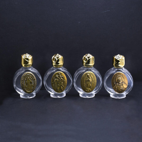 H4d98adb4a94645dc91eebda8686f6456l Boutique Ancient Gold and Silver Metal Jesus Virgin Icon Holy Water Bottle Catholic Christian Baptism Rose Flower Glass Bottle