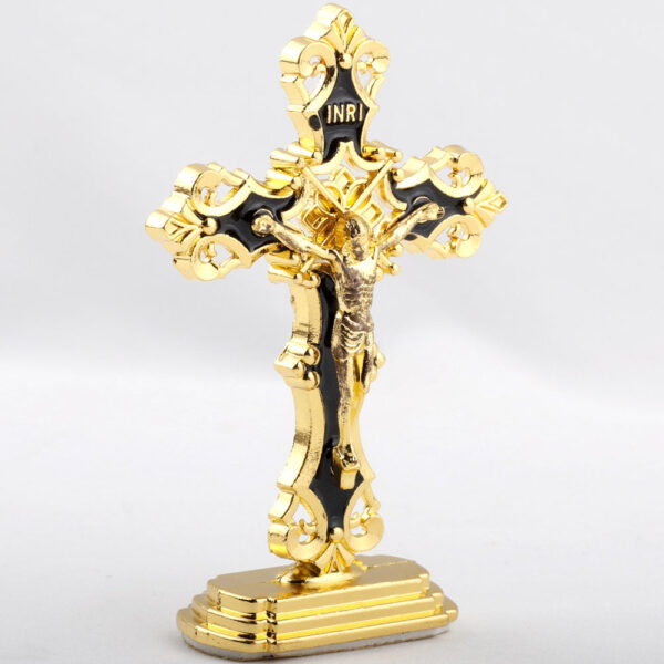 KOMI Gold Plated Multicolor Enamel Cross Display for Home Decoration Crucifix Cross for Religious Prayer Baptism Craft Gifts