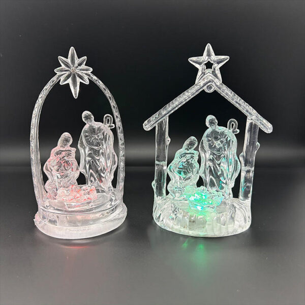 KOMI New Design LED Lights Acrylic Christmas Manger Ornament
