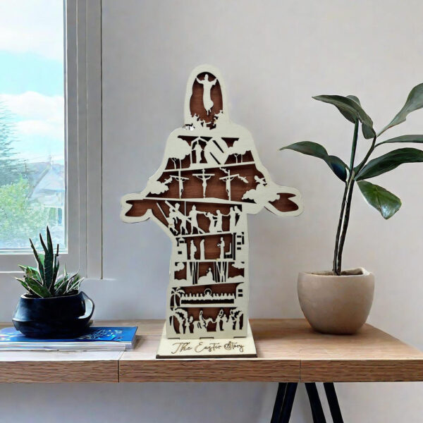 H54c22139ecd84b67a1a9ddf4db29e24bW KOMI Easter Story Decoration Jesus Decorated Home Wooden Crafts Decoration