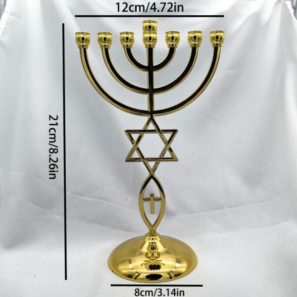 H57c0c6050dd84ca682d7b9fcdb4fb614t KOMI Candlestick Ornaments Christmas Hanukkah Candlestick Ornaments 7 Gold-plated Jewish Candlesticks