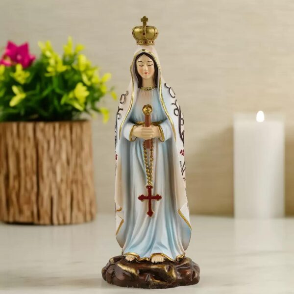 KOMI New Statue of Our Lady of Fatima Resin Craft Religious Decoration Tabletop Room Interior Decoration