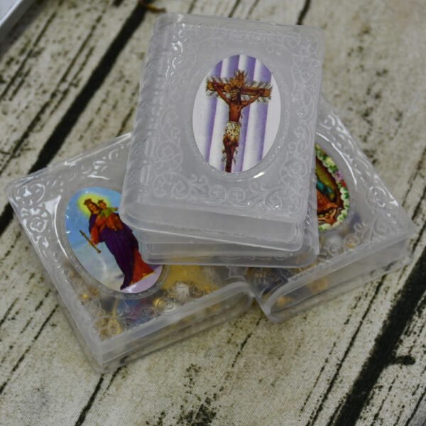 H66dba63a88a346888b541629a70e838ce Christian Catholic Jesus Book Box Plastic Rosary Box Religious Gift Box Customized (Picture Random)