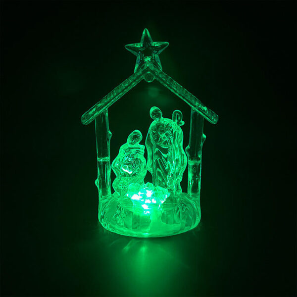 KOMI New Design LED Lights Acrylic Christmas Manger Ornament