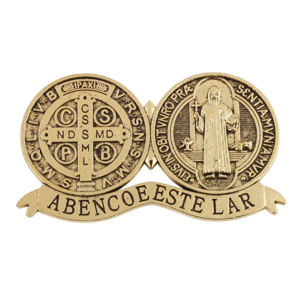 H79b8a64f195f4386a4c5e85c9e1b2e58Y KOMI Antique Silver Saint Benedict Cross Medal for Wall Table Display St Benedict Blessing Craft Gift for Home Decoration Gifts