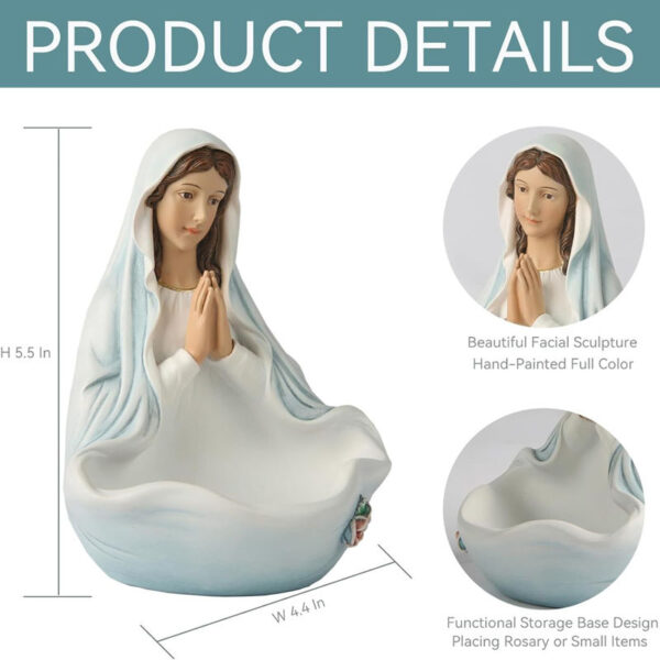 KOMI Dainty Resin Virgin Mary Statue Home Decoration for Bookshelf Candy Tray Table Key Bowl Storage Box Party Art Crafts Gifts
