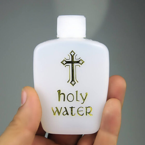 H8b51abb54c2340ac828e96cce4a66061U Religious Basptism Christening 60ml Plastic Crafts Box Holy Water Bottle with Cross Printing Bottle