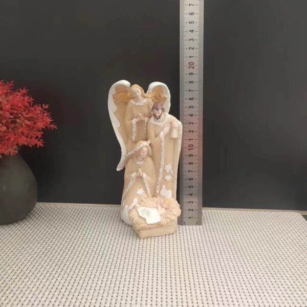 H8ce3975d39e74755b8758902774f53d1O KOMI New Design Holy Family Resin Home Tabletop Decoration Christmas Manger Birth Decoration