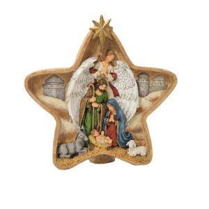 KOMI Christmas Garden Home Decoration Table Decor Star Resin Craft Angel Holy Family Jesus Nativity in Manger Figurine for Gift