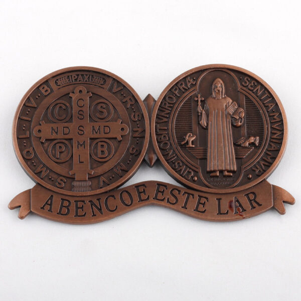 H94cc5b93f1ed4aa5933bc7f7cf99bc780 KOMI Antique Silver Saint Benedict Cross Medal for Wall Table Display St Benedict Blessing Craft Gift for Home Decoration Gifts