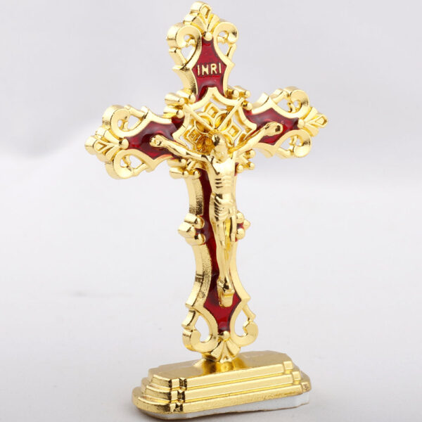 KOMI Gold Plated Multicolor Enamel Cross Display for Home Decoration Crucifix Cross for Religious Prayer Baptism Craft Gifts