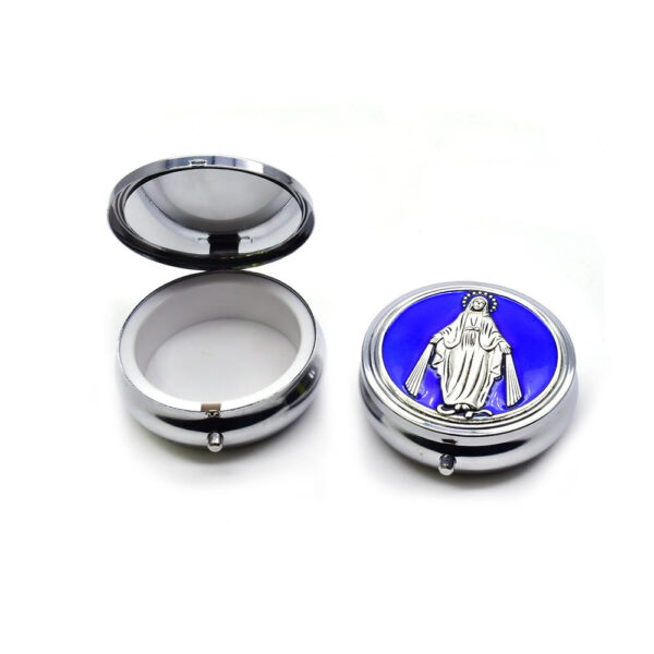 H9d84a148d0144eefa088ba7c207b76aa0 High-grade Metal Crafts Silver Round Religious Holy Grail Sacrament Rosary Gift Box for Necklace Bracelet