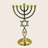 H9f06d960db394862b1b547de2a142244Y KOMI Candlestick Ornaments Christmas Hanukkah Candlestick Ornaments 7 Gold-plated Jewish Candlesticks