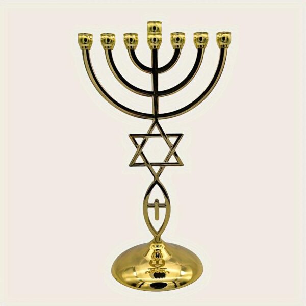 H9f06d960db394862b1b547de2a142244Y KOMI Candlestick Ornaments Christmas Hanukkah Candlestick Ornaments 7 Gold-plated Jewish Candlesticks