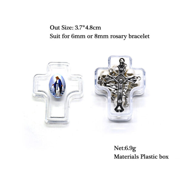 Wholesale Cross Religious Rosary Packaging Box Bracelet Plastic Box Mini Rosary Empty Gift Box Customized