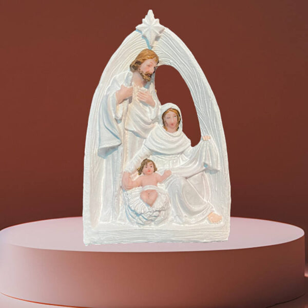 Hbf1a3201b54441c2801650bff7cd4723k KOMI Christmas Polyresin Manger Nativity Craft Religion Holy Family Resin Craft Gift Joseph Mary Jesus in Manger Home Decoration