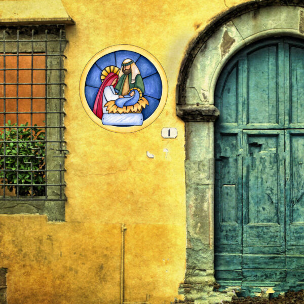 KOMI Metal Thanksgiving Birth Sign Christmas Round Decorative Pendant Home Garden Outdoor Wall Hanging