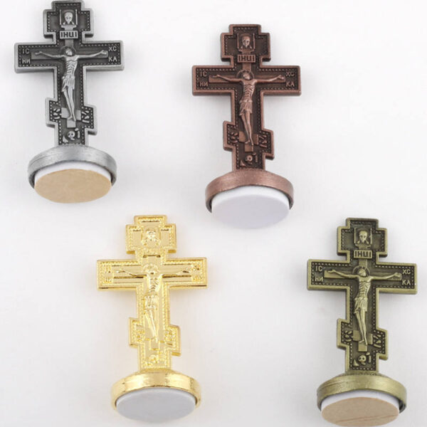 KOMI Standing Crucifix Cross Tabletop Decoration for Home Office Decor Vintage Metal Jesus Cross Crafts for Religious Gifts
