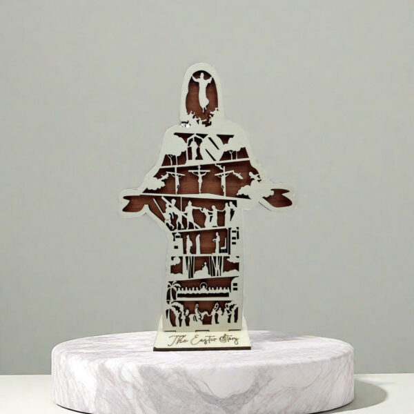Hc64c83a9dd414eb1ac020c0b0d16def4D KOMI Easter Story Decoration Jesus Decorated Home Wooden Crafts Decoration