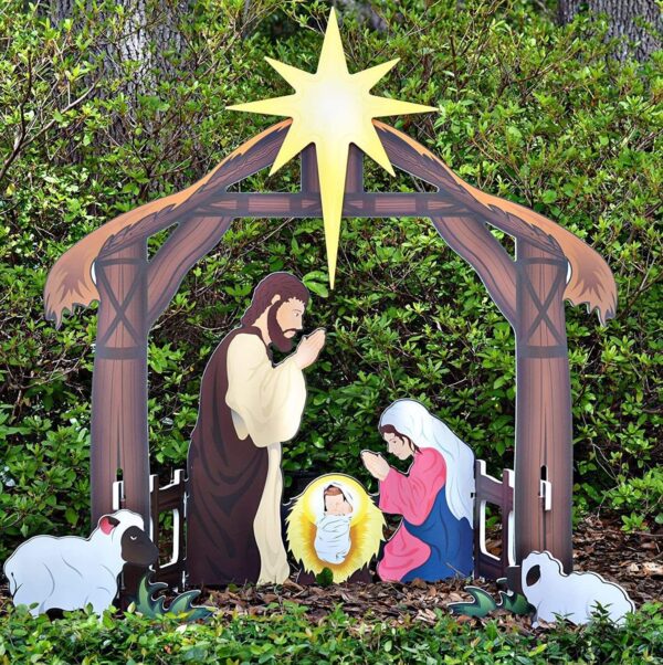 KOMI New Christmas Outdoor Large Nativity Manger Scene Decoration Courtyard Three-dimensional Color Placards