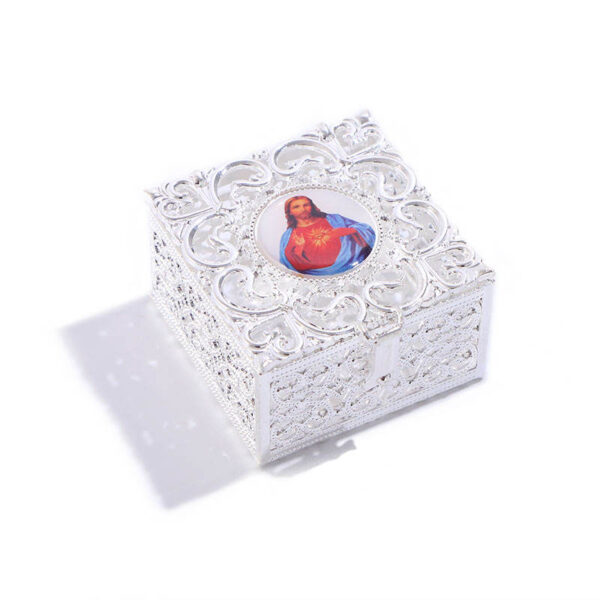 Hc9f0c7edd494491fbba1f8157996e87fx Komi Religious Meta Packing Box for Rosary Jewelry Box Accessories Storage Container