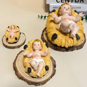 KOMI Polyresin Manger Grass Bed Holy Baby Nativity Figurine Resin Crafts Christmas Home Decoration Art Crafts Sculpture Decor