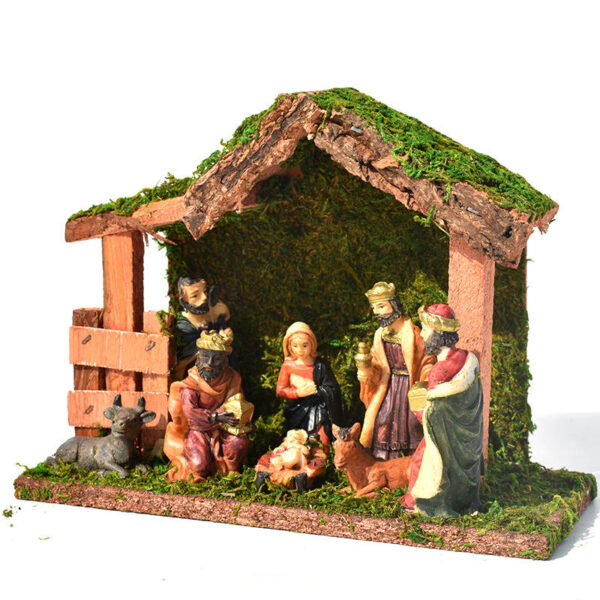 KOMI Nativity Manger Ornament House Holiday Religious Ornament Jesus Christmas Ornament