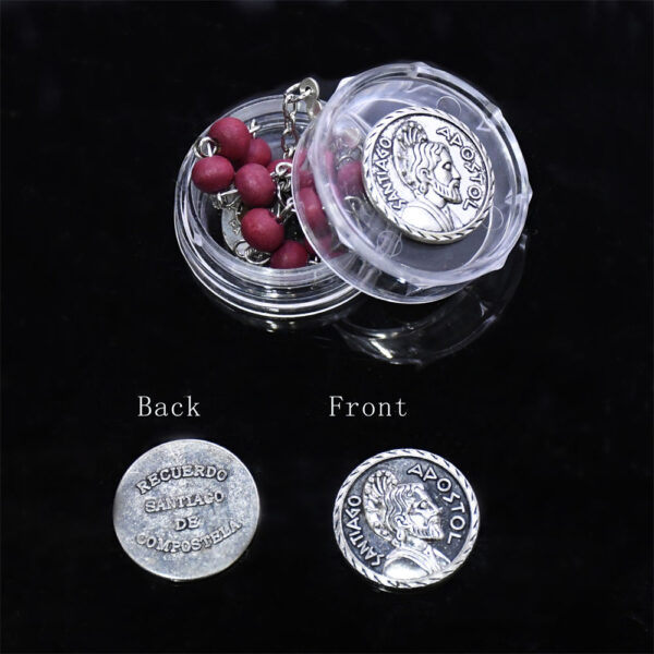 Hdc55e71487af4c03b871046d86349237H KOMI 1.8x3.6cm Santiago Rosary Box First Communion Rosary Necklace Jewelry Gift Box Mini Plastic Empty Box with Metal Sheet