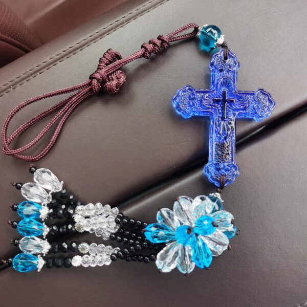 Hdcdc50443c834ba08b216b65185f2c75H Colored Crystal Jesus Cross Car Pendant Car Interior Decoration Pendant