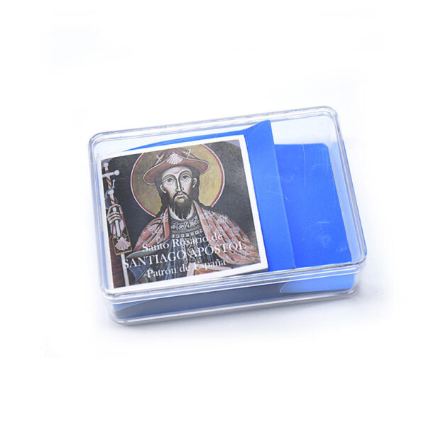 Komi Rectangular Plastic Box With Card Religious Rosary Jewelry Jesus Pattern Packaging Box Gift Box Custom(No Rosary)