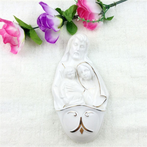 Hf0f12fc0b06e4044ba31302908c99536p (1) KOMI Ceramic Heart of Jesus Figurine and Holy Family Statue for Home Decoration Craft Gift for Party Birthday Gifts