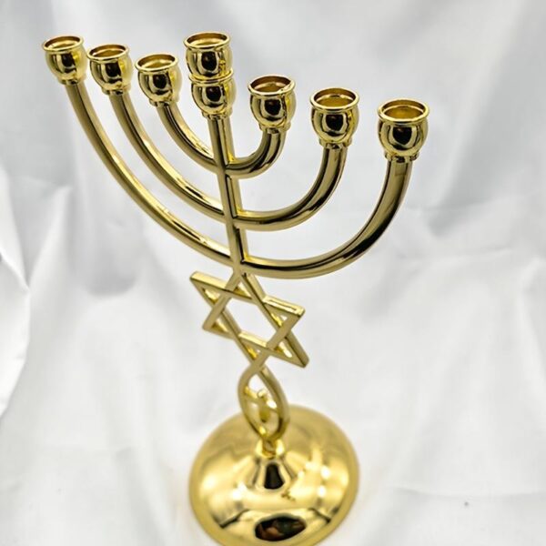 Hf54140c635c34ae880a62274f20b68675 KOMI Candlestick Ornaments Christmas Hanukkah Candlestick Ornaments 7 Gold-plated Jewish Candlesticks
