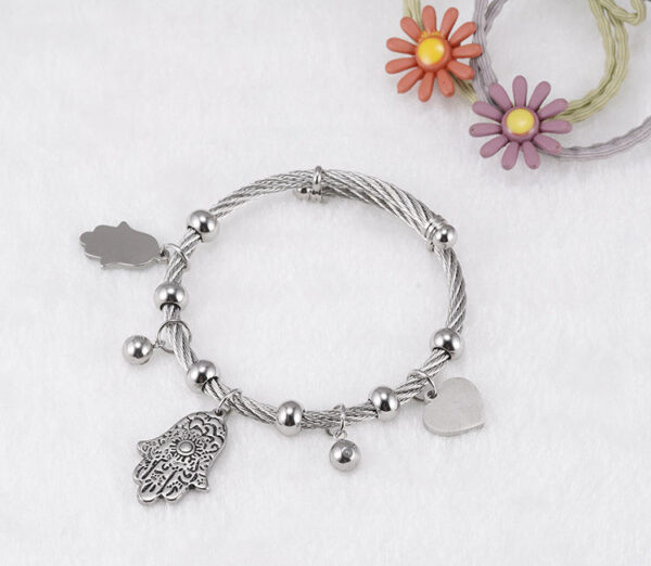 Komi Stainless Steel Greek South American Silver Bracelet Islamic Turkish Blue Eyes Titanium Steel Bracelet