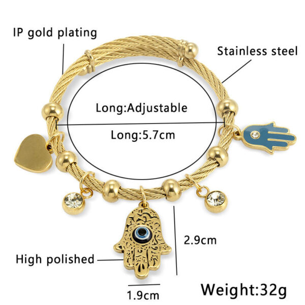 Komi Stainless Steel Greek South American Silver Bracelet Islamic Turkish Blue Eyes Titanium Steel Bracelet