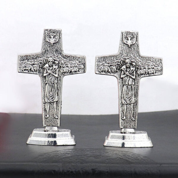 KOMI Home Decorations Collection Vintage Gold/Silver Metal Cross Table Ornaments for Souvenirs Business Birthday Craft Gift